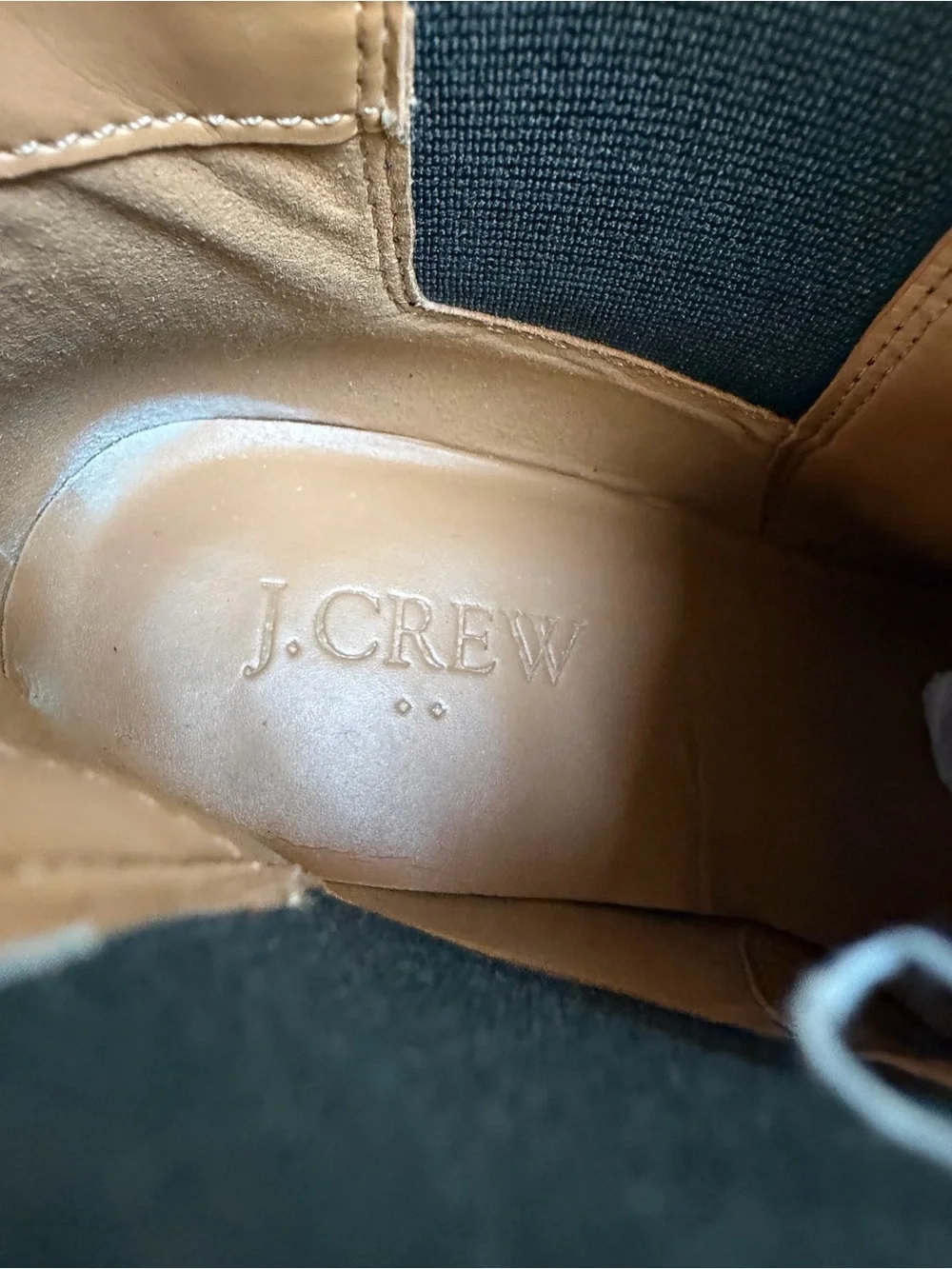 J. Crew Black Leather Chelsea Ankle Boots with Stacked Wood Heel